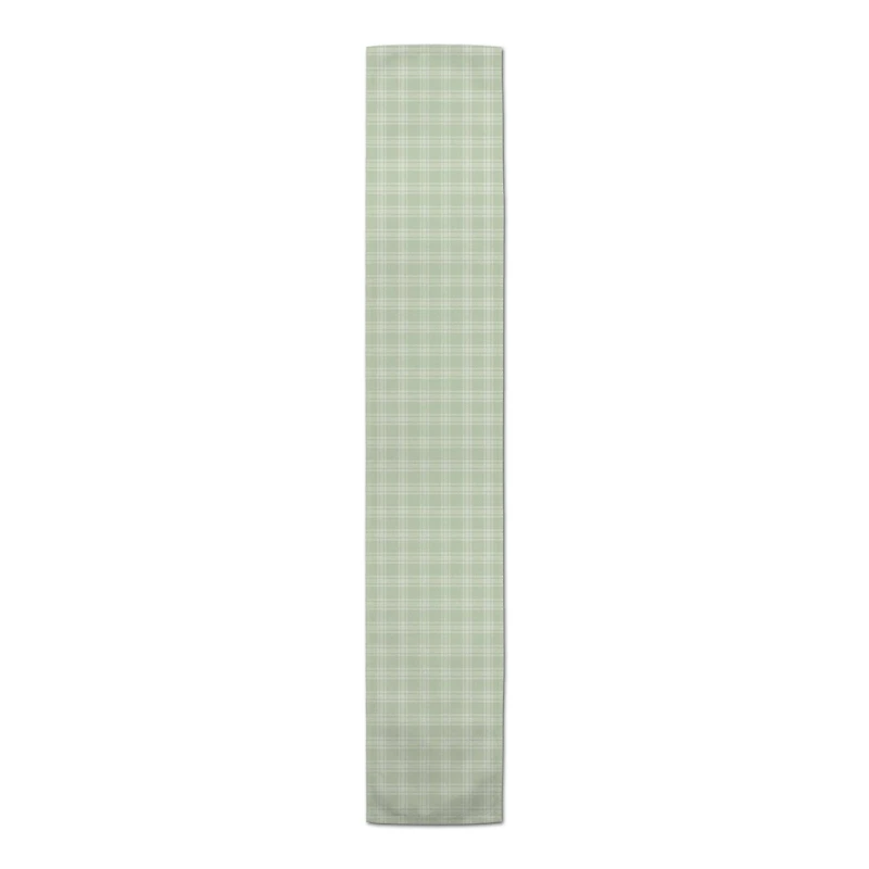 Green Plaid Pattern 2 16" x 90" Poly Twill Table Runner