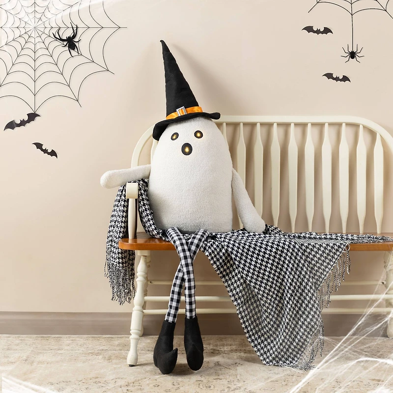 Glitzhome® 65.25"H Lighted Halloween Oversized Fabric Ghost Shelf Sitter