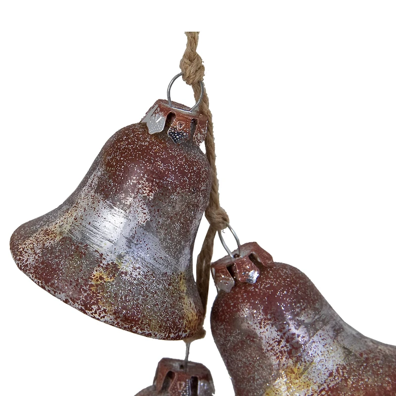 5" Silver & Brown Rustic String of Bells Glass Ornament