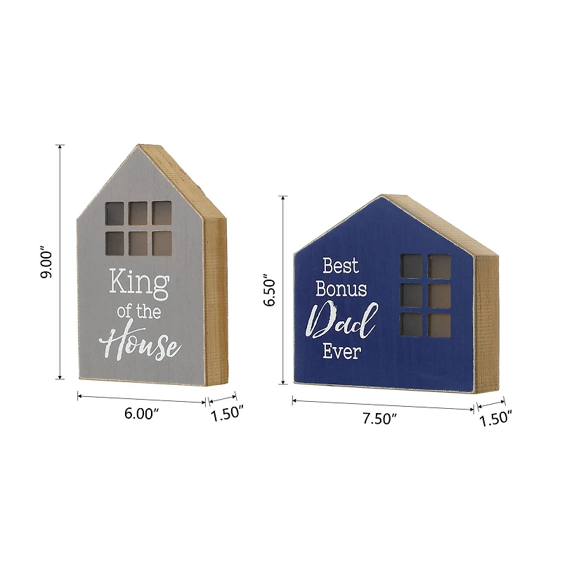Glitzhome® Lighted Father's Day Table Block Sign Set