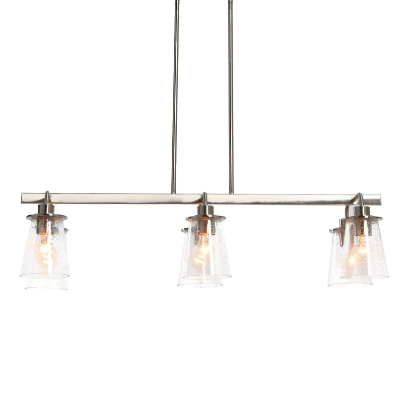 Hello Honey® Robert Stevenson Lighting Jameson Metal & Seedy Glass 6-Light Linear Chandelier