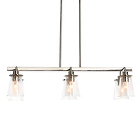 Hello Honey® Robert Stevenson Lighting Jameson Metal & Seedy Glass 6-Light Linear Chandelier