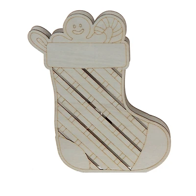 6.5" Unfinished Stocking DIY LED Wood Décor by Make Market®