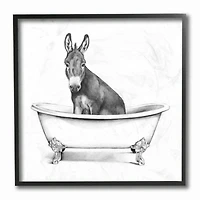 Stupell Industries Donkey in Claw Tub with Black Frame Wall Accent