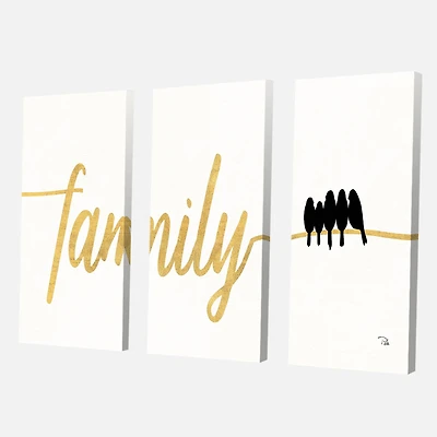Designart - Family of Birds on Gold Words II
