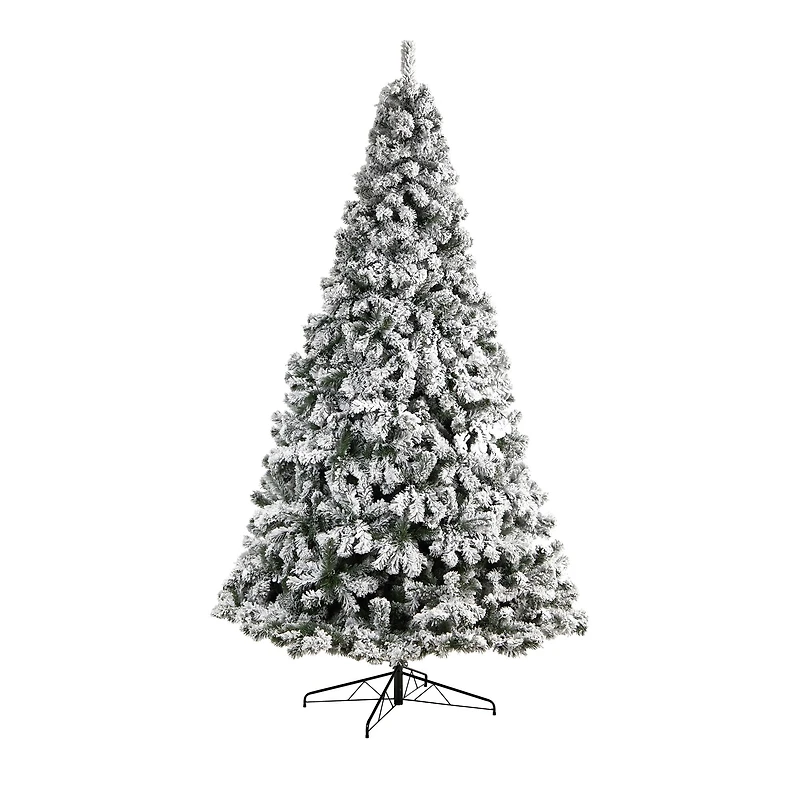 10ft. Pre-Lit Flocked West Virginia Fir Artificial Christmas Tree, Clear LED Lights