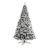 10ft. Pre-Lit Flocked West Virginia Fir Artificial Christmas Tree, Clear LED Lights