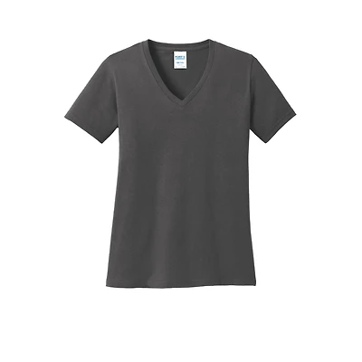 Port & Company® Ladies Core Cotton Neutrals V-Neck T-Shirt