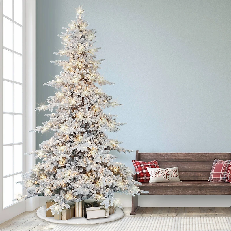 9ft. Pre-Lit Flocked Utah Fir Artificial Christmas Tree, Clear Lights