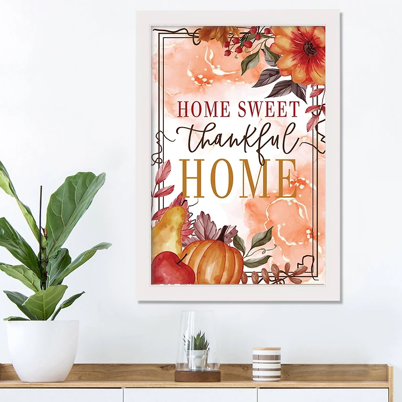 Home Sweet Thankful Home White Framed Wall Hanging