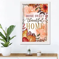 Home Sweet Thankful Home White Framed Wall Hanging