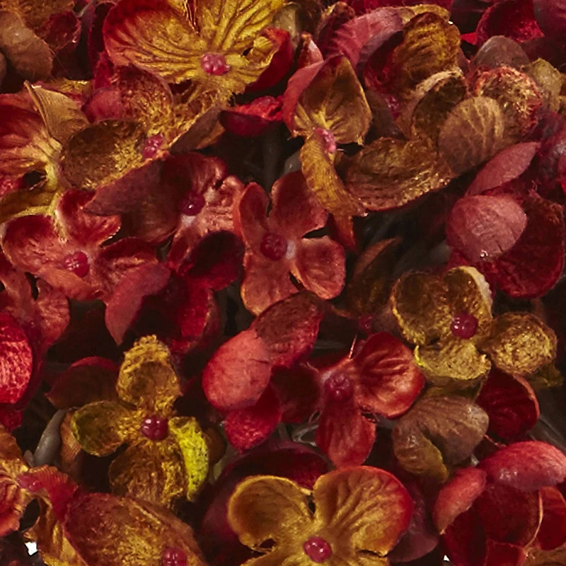8.5" Red Hydrangea Arrangement in Glass Vase