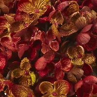 8.5" Red Hydrangea Arrangement in Glass Vase