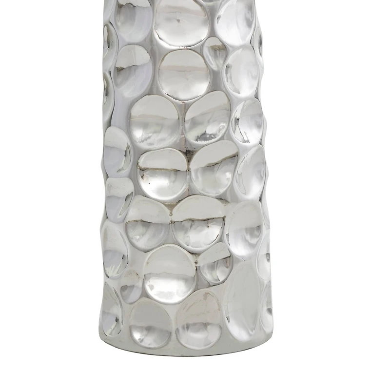 3ft. Silver Ceramic Geometric Bubble Vase with Concaved Circles