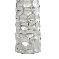 3ft. Silver Ceramic Geometric Bubble Vase with Concaved Circles
