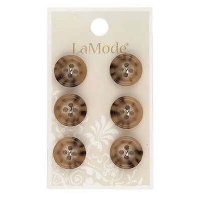 LaMode® 5/8" Beige & Stripe 4-Hole Buttons, 6ct.