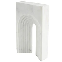 11" White Grooved Marble Rectangular Arch Sculpture