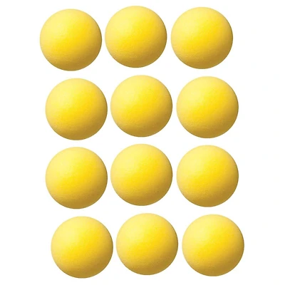 Champion Sports 4" Yellow Uncoated Regular Density Foam Ball, 12ct.