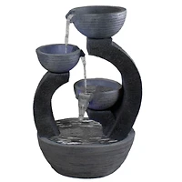2.6ft. Black Lighted Three-Tier Outdoor Garden Water Fountain
