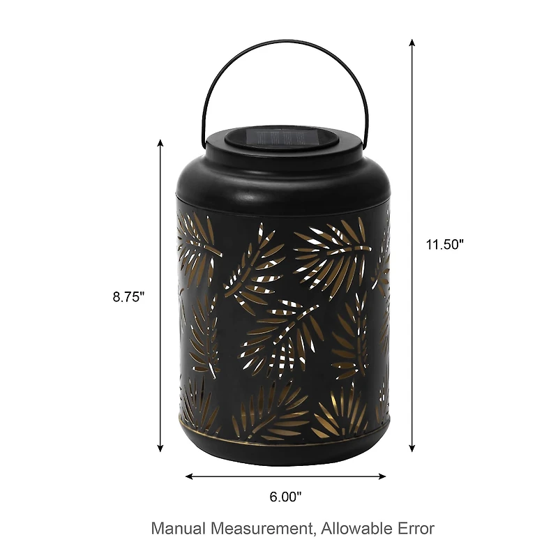 Glitzhome® 8.5" Leaf Cutout Solar Powered Hanging Lantern