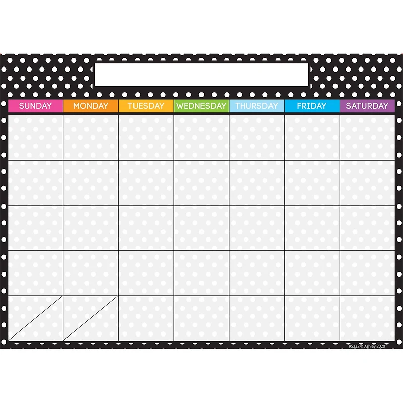 Ashley Productions Smart Poly® PosterMat Pals™ Space Savers BW Dots Calendar, 10ct.