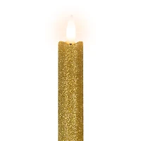 12" Gold Glittered Flameless Taper Candles, 2ct.