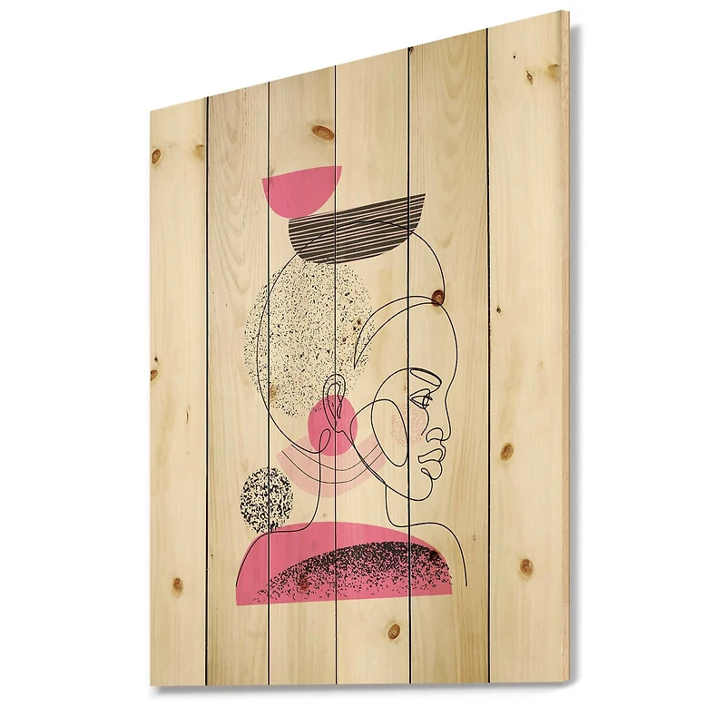 Designart - One Line Portrait of Afro American Women I