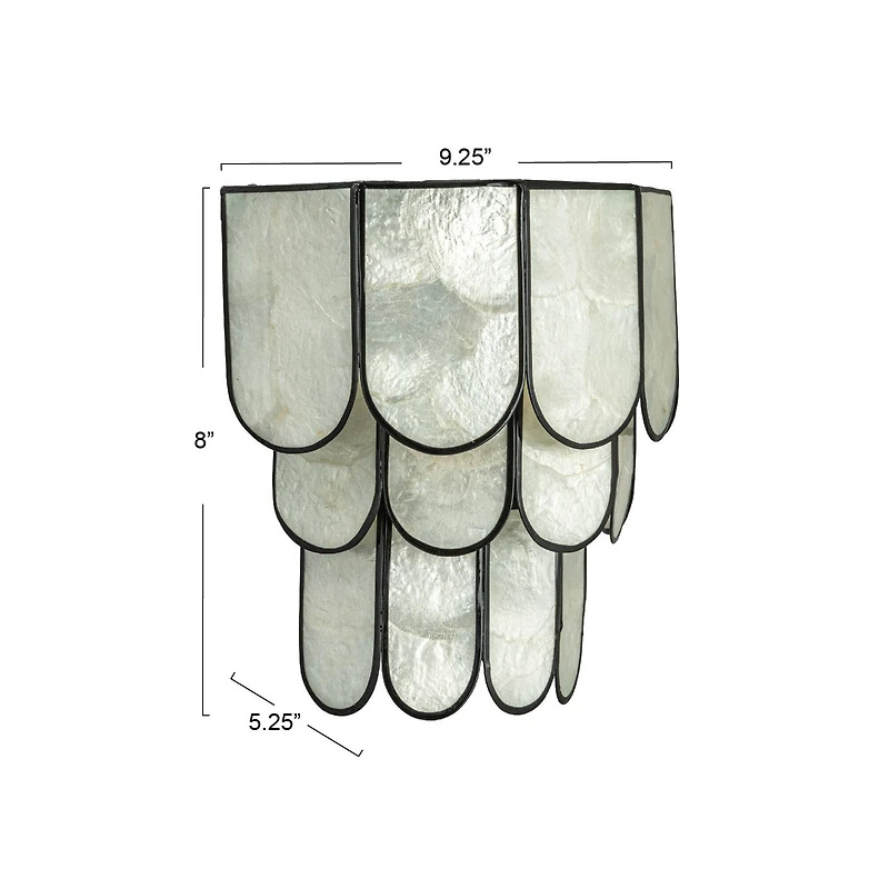 Hello Honey® Black Finish Laminated Capiz Tiered Wall Sconce
