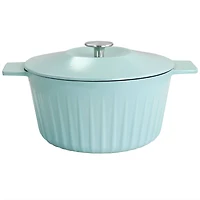 Martha Stewart 5qt. Light Cyan Enameled Round Cast Iron Dutch Oven with Lid