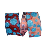 JAM Paper 2.5" x 10yd. Glitter Wired Red Bubble Dots Ribbon