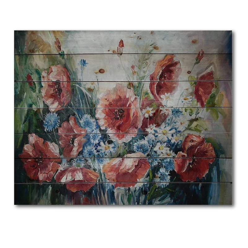 Designart - Retro Bouquet of Poppies