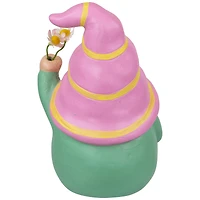 8" Pink & Green Gnome Holding Flowers Spring Figurine