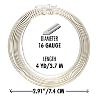 The Beadsmith® Wire Elements™ 16 Gauge Tarnish Resistant Medium Temper Silver Half Round Wire, 4yd.