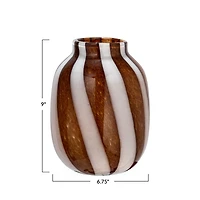 Hello Honey® 9" Brown & White Striped Glass Vase