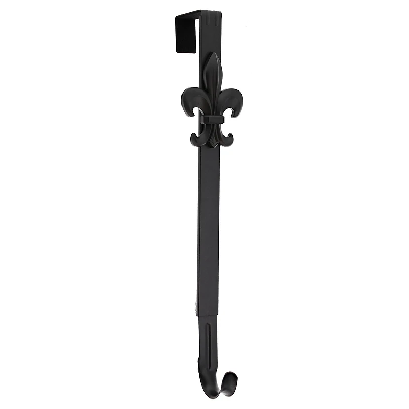 Haute Decor Matte Black Fleur de Lis Adjustable Wreath Hanger