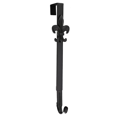 Haute Decor Matte Black Fleur de Lis Adjustable Wreath Hanger