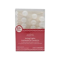 27ct. Warm White LED Clear Cracked Ball String Lights on Silver Wire by Ashland®