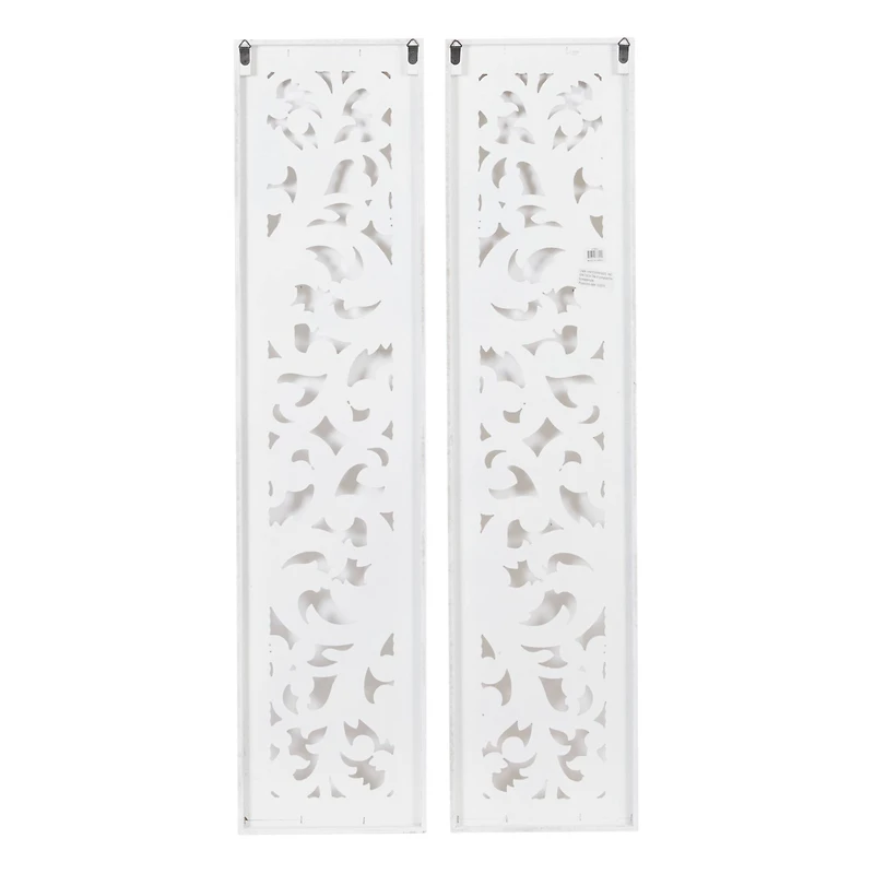 50" White Wood Traditional Abstract Wall Decor, 2ct.