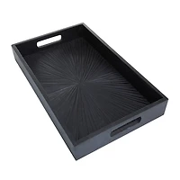 Set of 3" Black Wood Contemporary Trays, 3" x 16" x 10"
