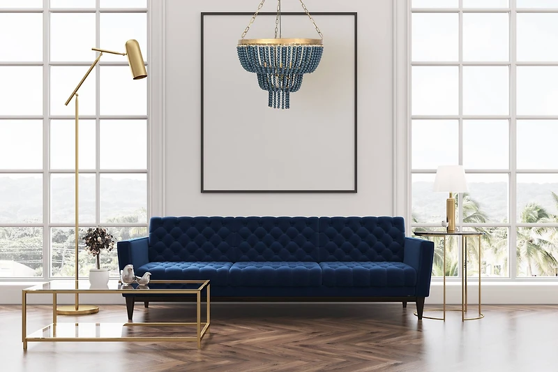 Hello Honey® 25.5" Iron Pendant Light With Blue Wood Beads