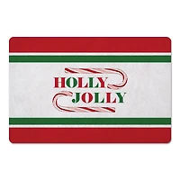 Holly Jolly Candycane Green Red 27x18 Floor Mat