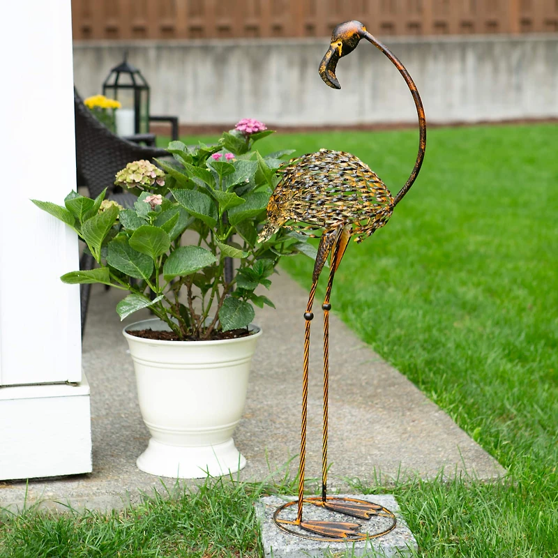 42" Wild Flamingo Garden Art Duo