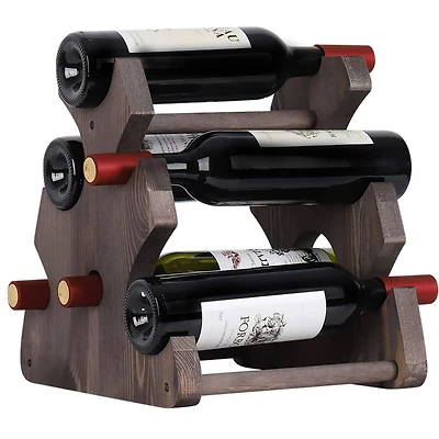 NEX™ 12.5" Brown Countertop 6-Bottle Wood Wine Rack