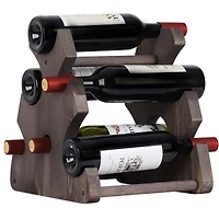 NEX™ 12.5" Brown Countertop 6-Bottle Wood Wine Rack