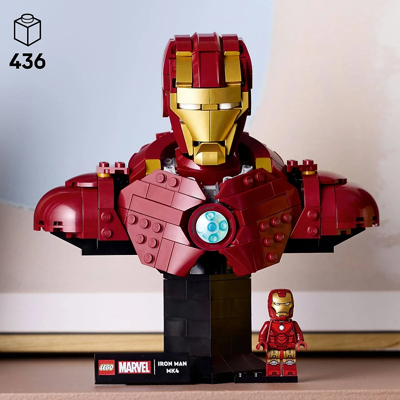 LEGO® Marvel Iron Man MK4 Bust, Buildable Model for Adults with Minifigure 76327