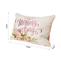 Glitzhome® 18" Faux Burlap Happy Mother's Day Floral Pillow