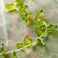 Peridot Green Glass Leaf Beads, 17mm by Bead Landing™