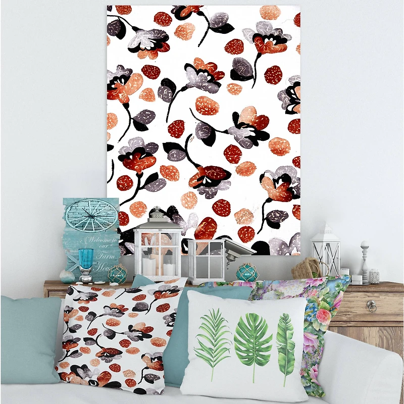 Designart - Modern Flower In Blue Red and Orange