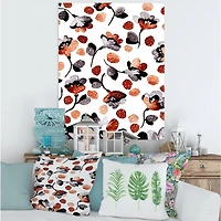 Designart - Modern Flower In Blue Red and Orange