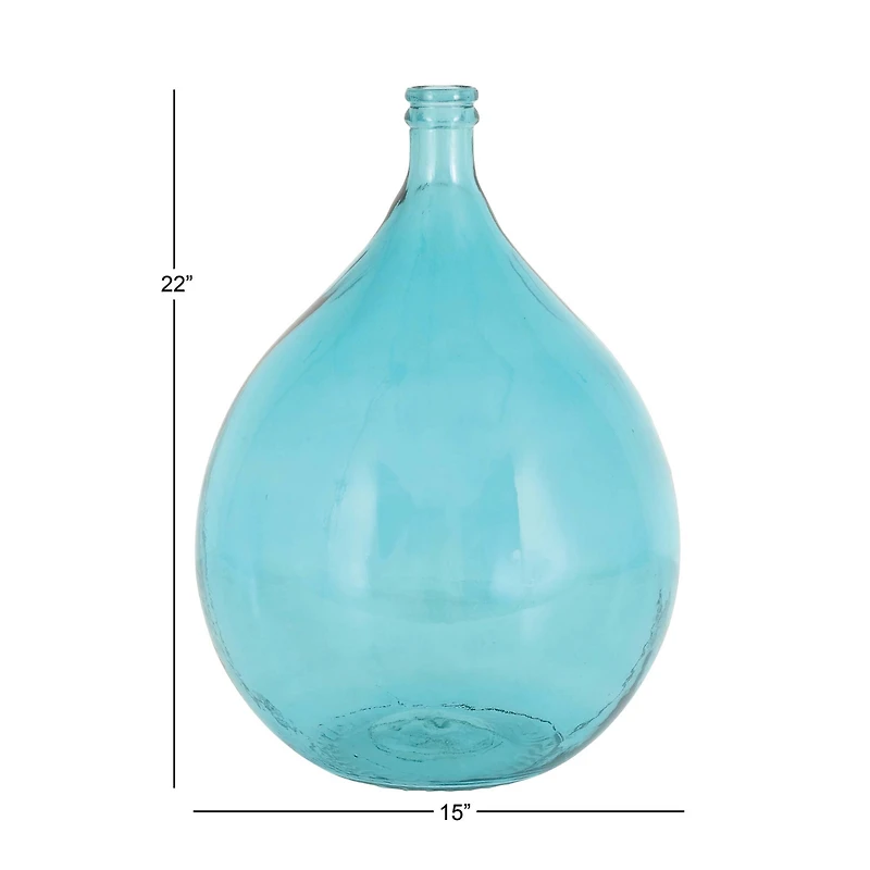 22" Turquoise Coastal Glass Vase